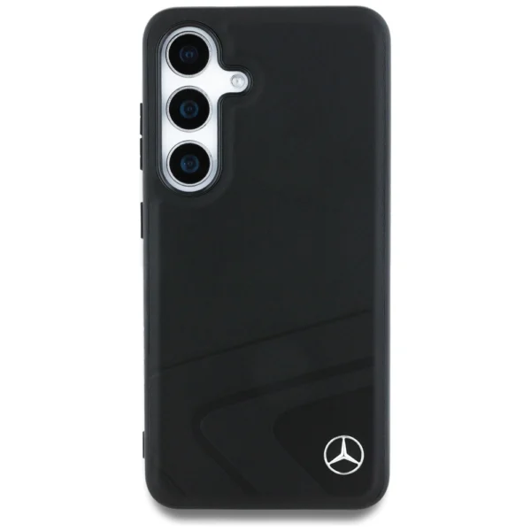 Mercedes Leather Horizontal Debossed Curves MagSafe Case for Samsung Galaxy S25 - Blackeng