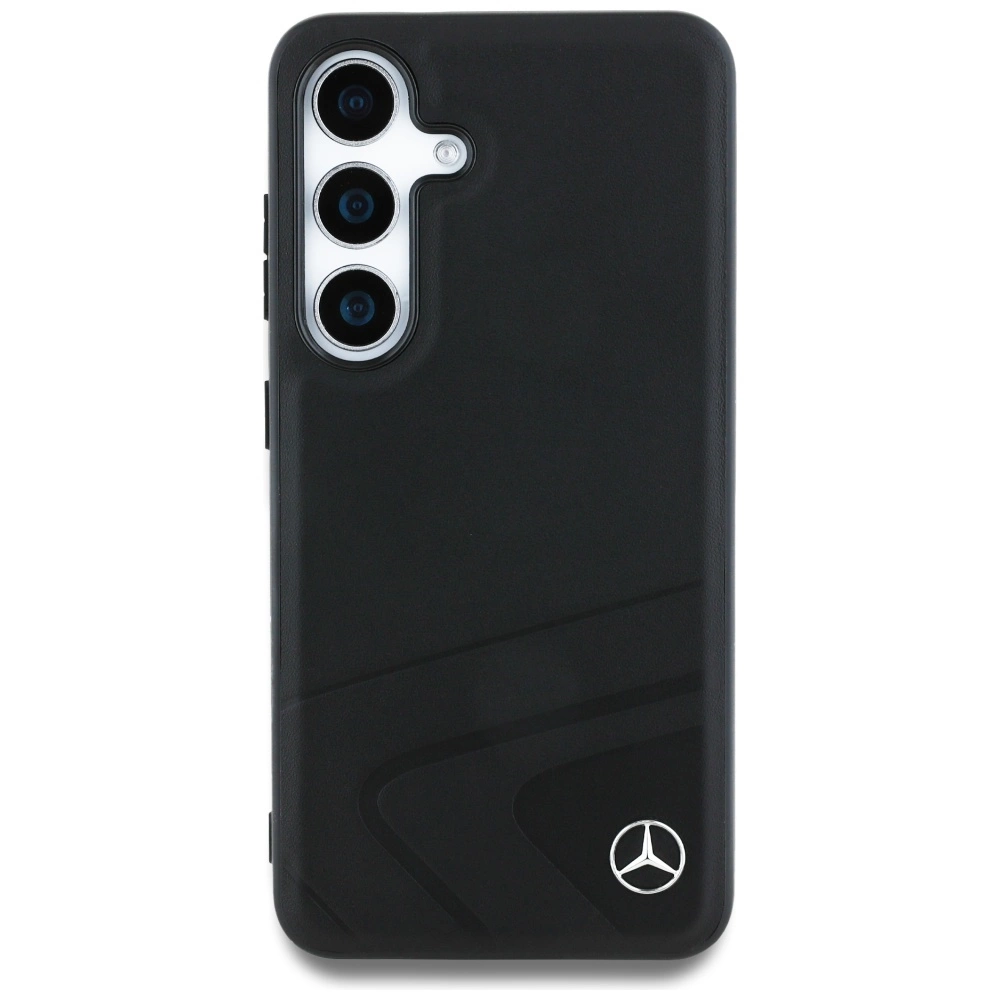 Mercedes Leather Horizontal Debossed Curves MagSafe Case for Samsung Galaxy S25 - Blackeng