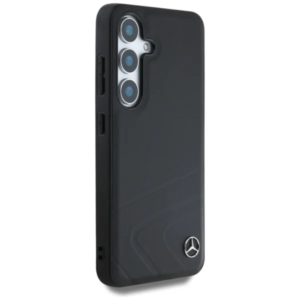 Mercedes Leather Horizontal Debossed Curves MagSafe Case for Samsung Galaxy S25 - Blackeng