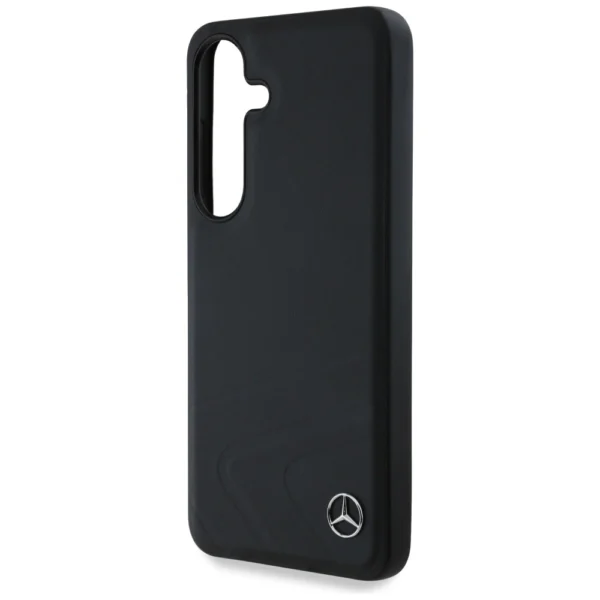 Mercedes Leather Horizontal Debossed Curves MagSafe Case for Samsung Galaxy S25 - Blackeng