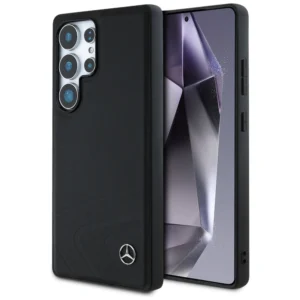 Mercedes Leather Horizontal Debossed Curves MagSafe Case for Samsung Galaxy S25 Ultra - Blackeng