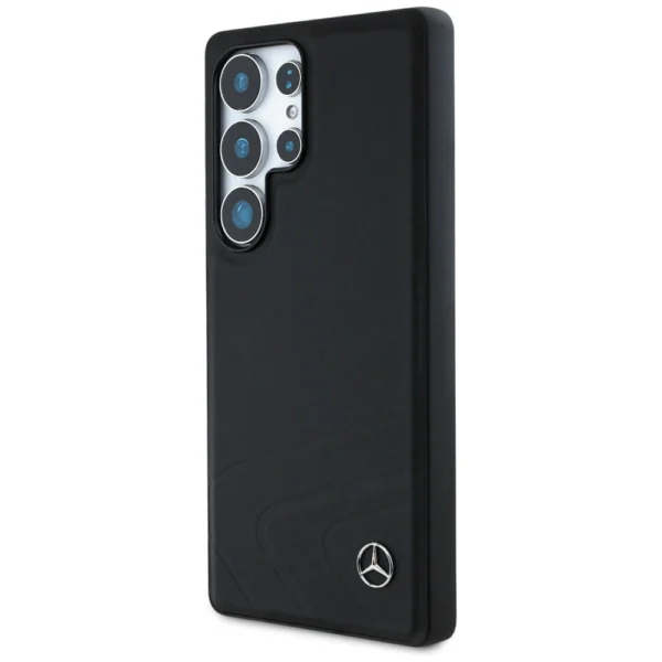 Mercedes Leather Horizontal Debossed Curves MagSafe Case for Samsung Galaxy S25 Ultra - Blackeng