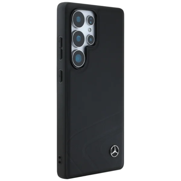 Mercedes Leather Horizontal Debossed Curves MagSafe Case for Samsung Galaxy S25 Ultra - Blackeng