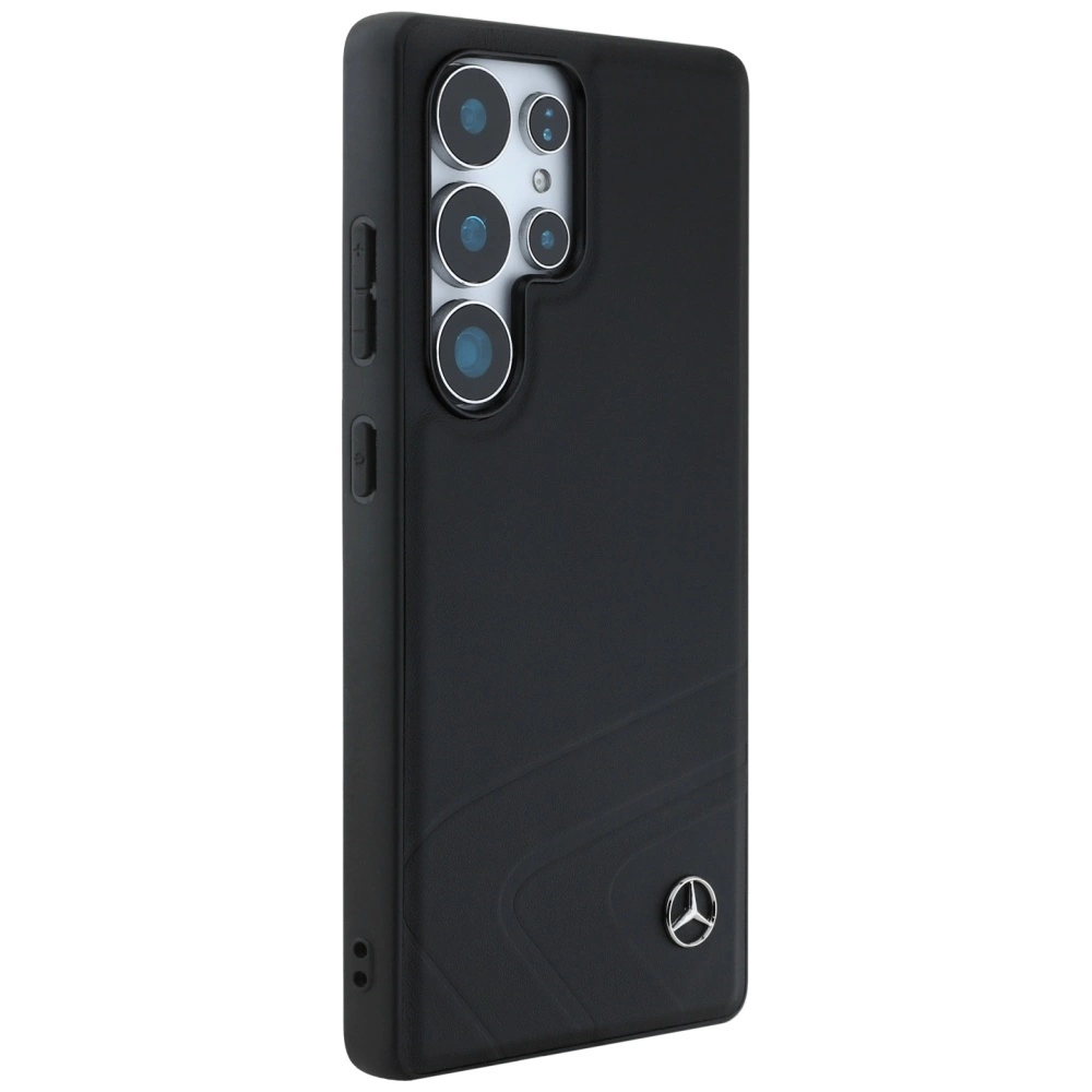 Mercedes Leather Horizontal Debossed Curves MagSafe Case for Samsung Galaxy S25 Ultra - Blackeng