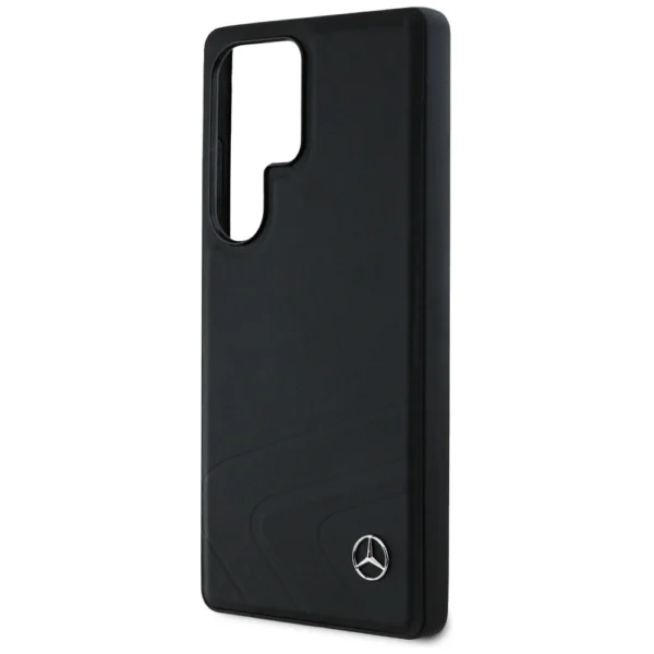 Mercedes Leather Horizontal Debossed Curves MagSafe Case for Samsung Galaxy S25 Ultra - Blackeng