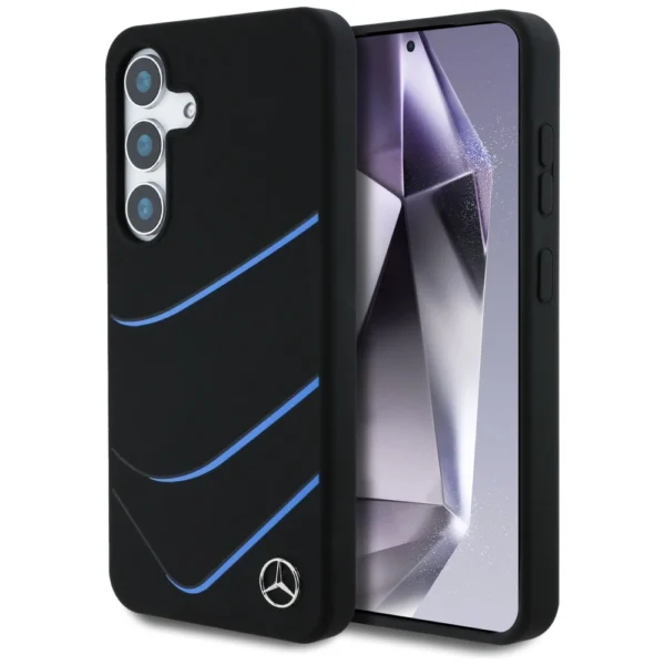 Mercedes Silicone Contrasted Curves MagSafe Case for Samsung Galaxy S25 - Blackeng
