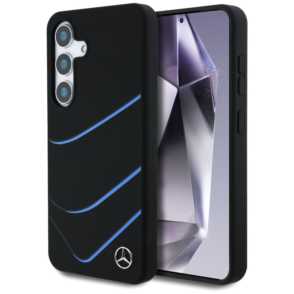Mercedes Silicone Contrasted Curves MagSafe Case for Samsung Galaxy S25 - Blackeng