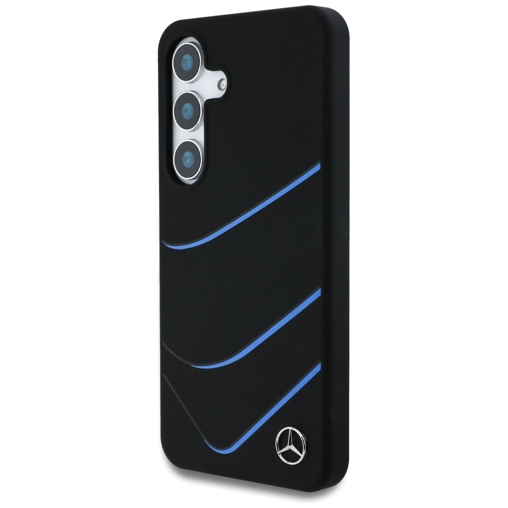Mercedes Silicone Contrasted Curves MagSafe Case for Samsung Galaxy S25 - Blackeng