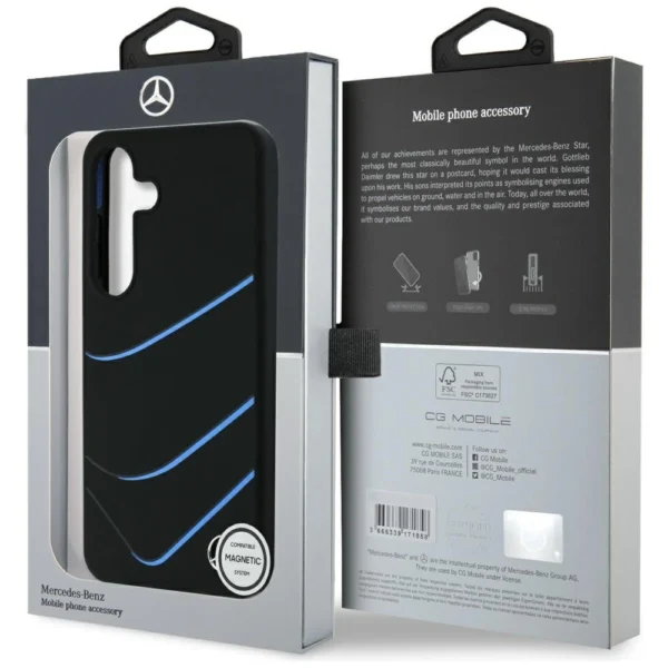 Mercedes Silicone Contrasted Curves MagSafe Case for Samsung Galaxy S25 - Blackeng