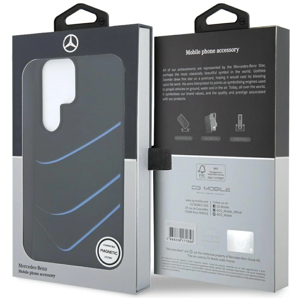 Mercedes Silicone Contrasted Curves MagSafe Case for Samsung Galaxy S25 Ultra - Blackeng