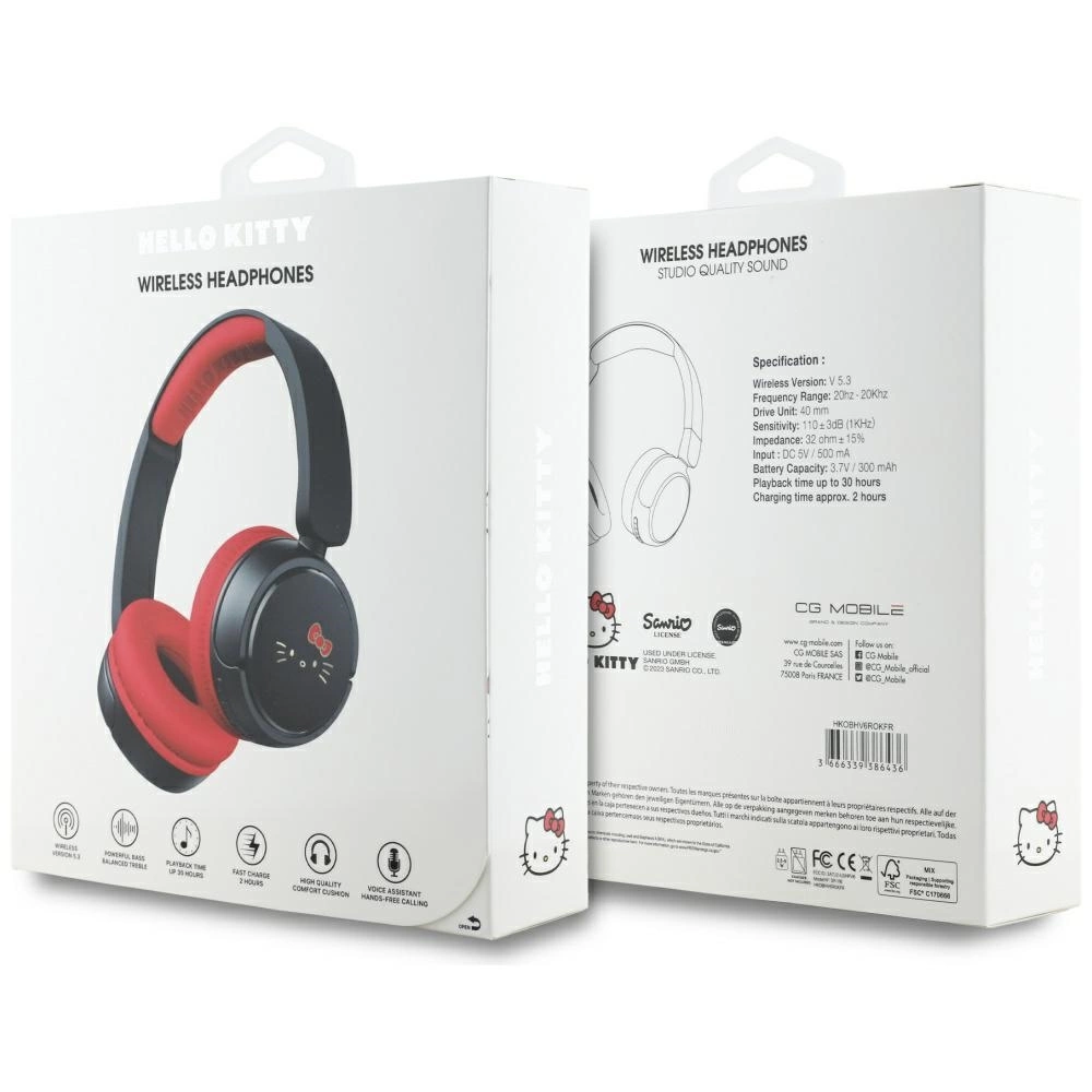 Hello Kitty Face Logo Bluetooth On-Ear Headphones - Redeng