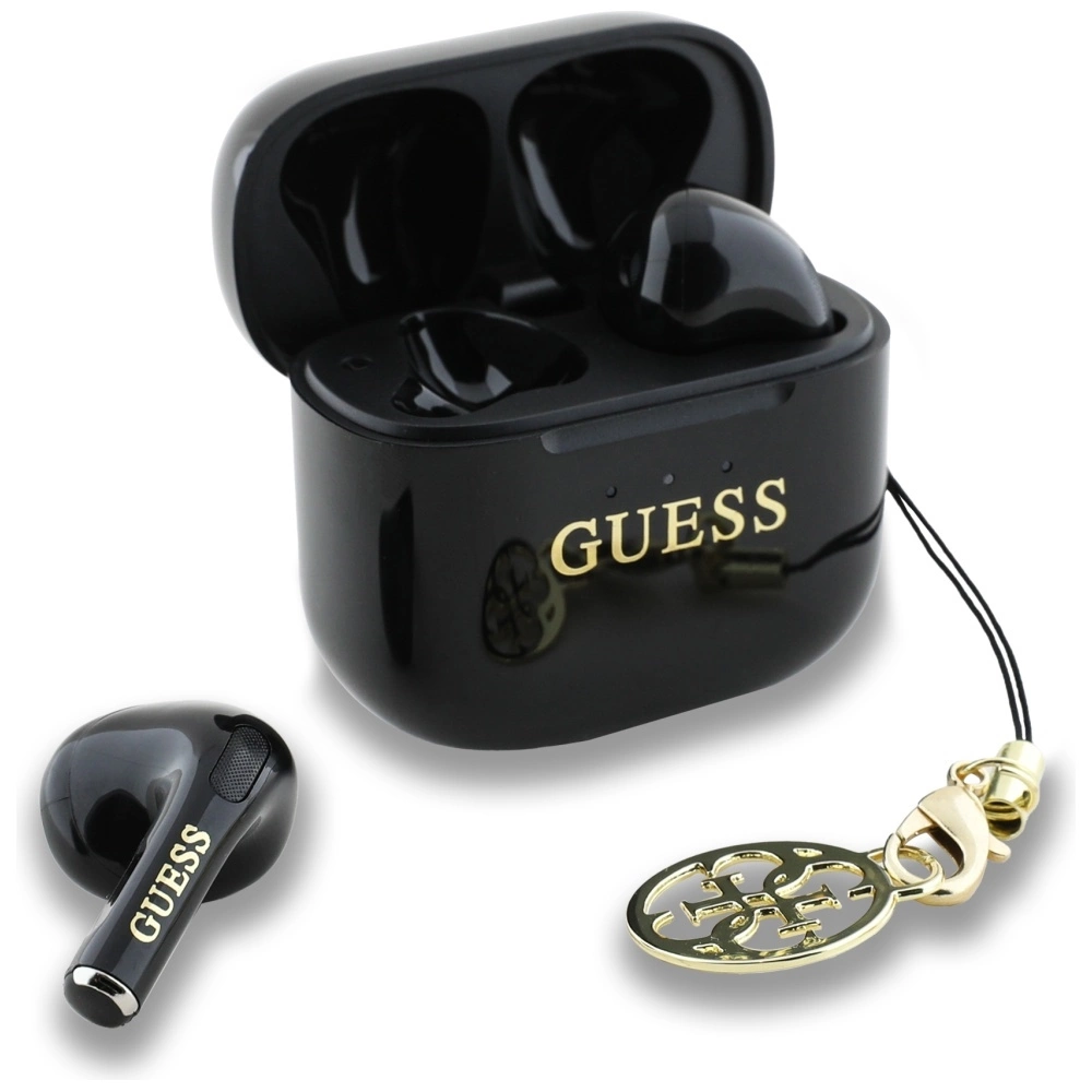 Guess Glossy Effect Printed Classic Logo & Charm TWS headphones - blackeng