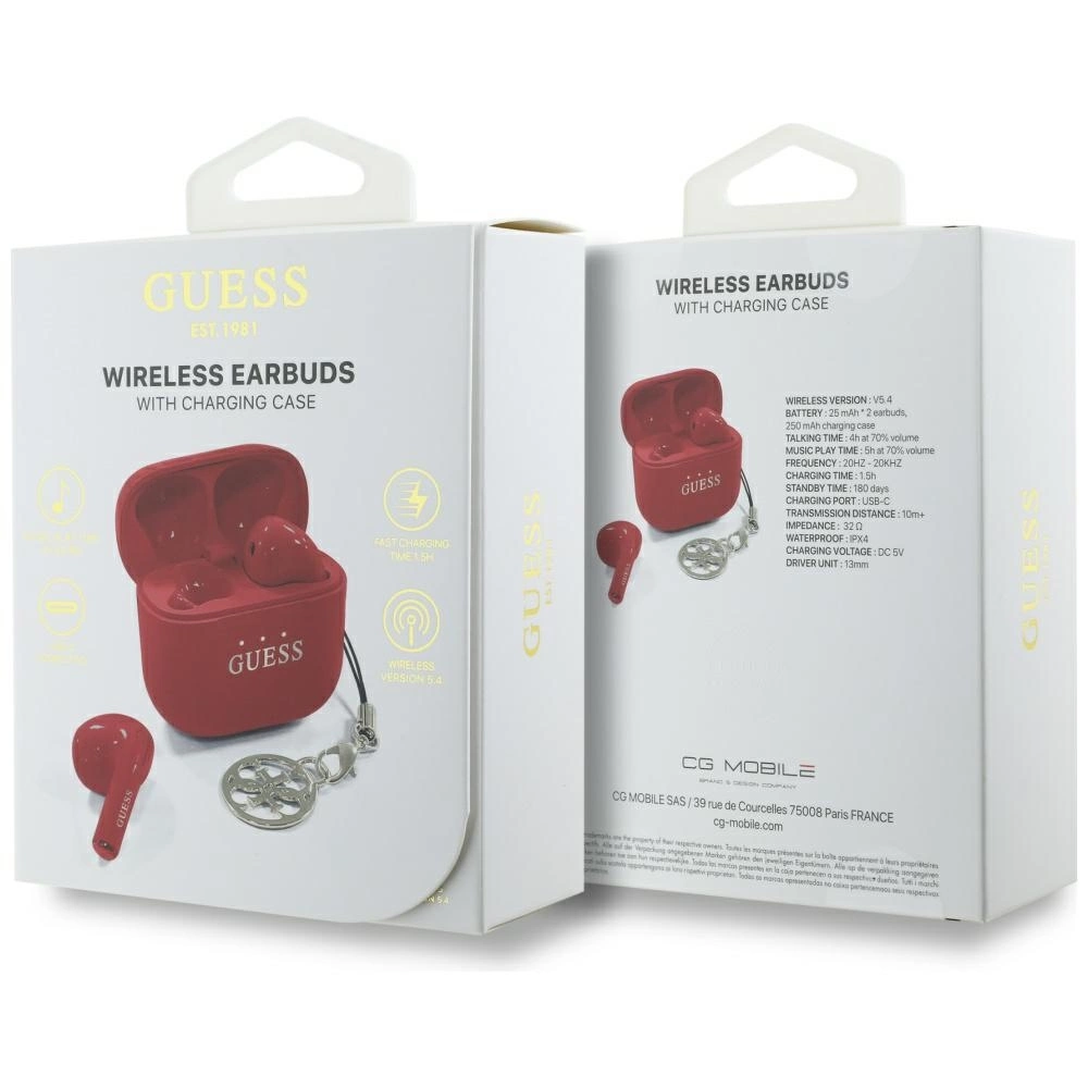 Guess Glossy Effect Printed Classic Logo & Charm TWS headphones - redeng