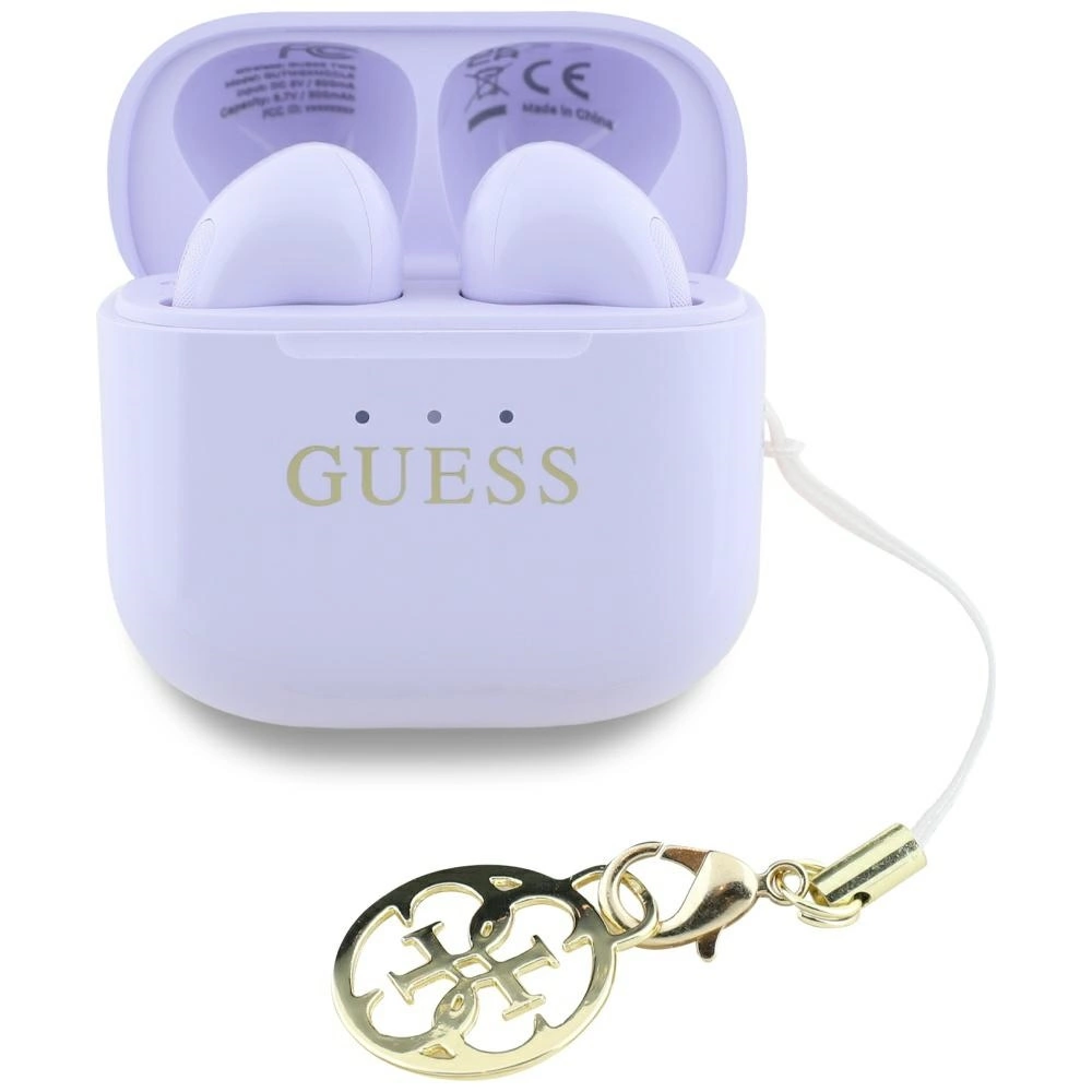TWS Guess Glossy Effect Printed Classic Logo & Charm Headphones - Lavendereng