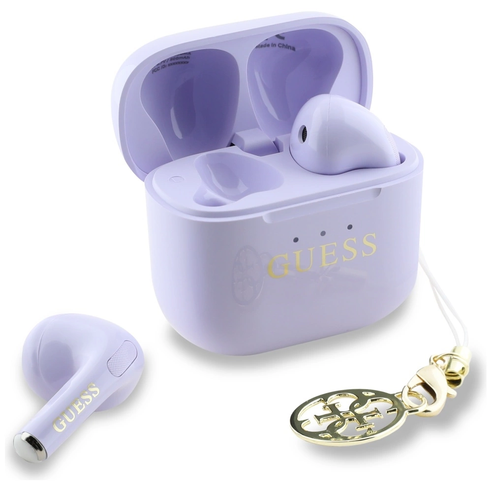 TWS Guess Glossy Effect Printed Classic Logo & Charm Headphones - Lavendereng