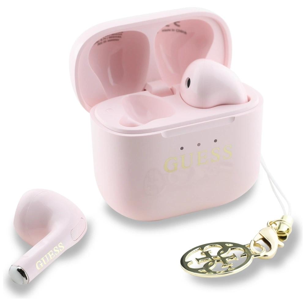 TWS Guess Glossy Effect Printed Classic Logo & Charm Headphones - Pinkeng