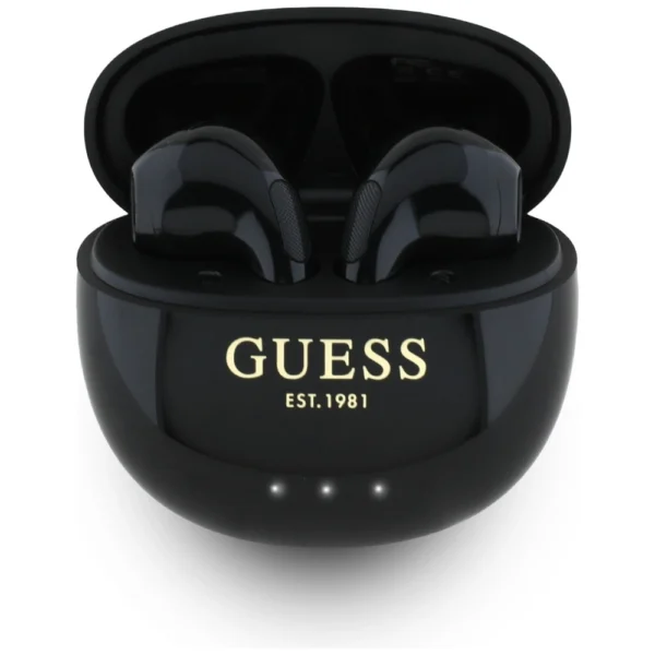 Guess Glossy Effect Egg Shape Printed Classic Logo TWS headphones - blackeng