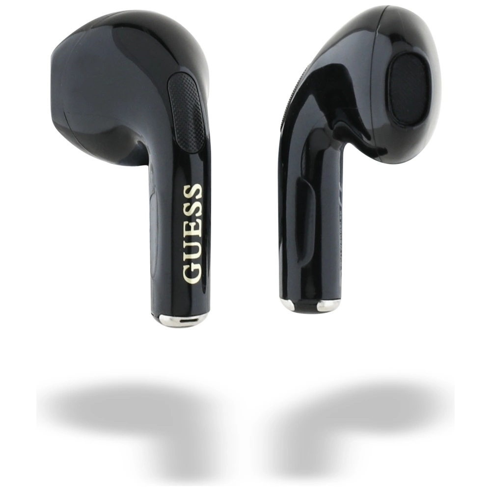 Guess Glossy Effect Egg Shape Printed Classic Logo TWS headphones - blackeng