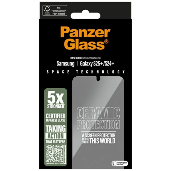 PanzerGlass Ultra-Wide Fit Ceramic Glass for Samsung Galaxy S25+ - Cleareng