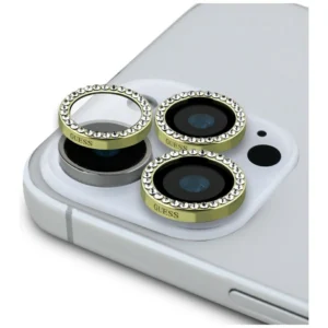 Guess Rhinestone Camera Lens Glass for iPhone 16 Pro / 16 Pro Max - Goldeng