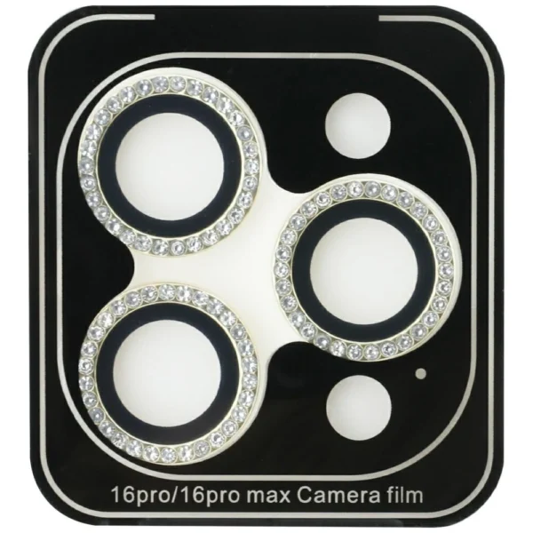 Guess Rhinestone Camera Lens Glass for iPhone 16 Pro / 16 Pro Max - Goldeng
