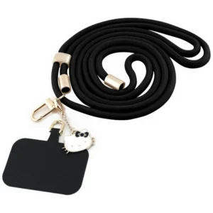 Hello Kitty Patch & Kitty Head Charm Universal Phone Lanyard - Blackeng
