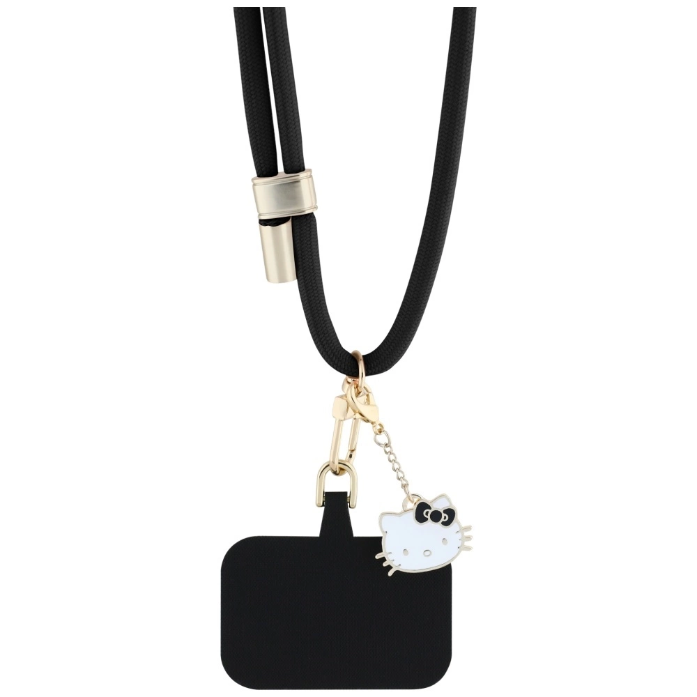 Hello Kitty Patch & Kitty Head Charm Universal Phone Lanyard - Blackeng