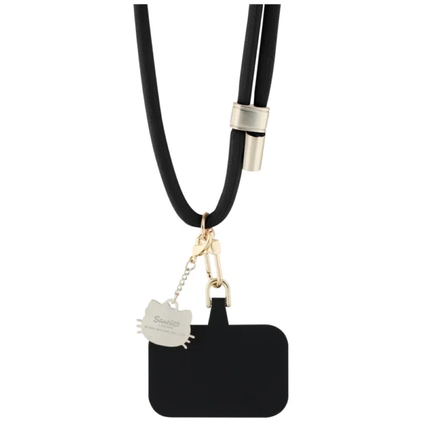 Hello Kitty Patch & Kitty Head Charm Universal Phone Lanyard - Blackeng