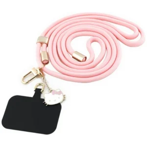 Hello Kitty Patch & Kitty Head Charm Universal Phone Lanyard - Pinkeng