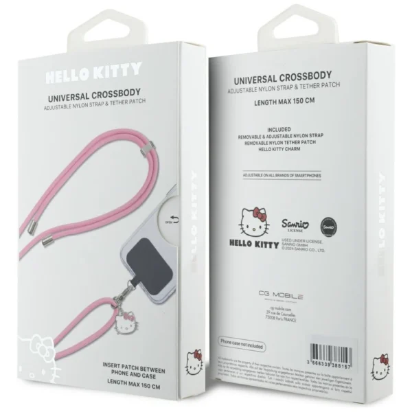 Hello Kitty Patch & Kitty Head Charm Universal Phone Lanyard - Pinkeng