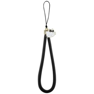 Hello Kitty Nylon Cord Kitty Head Phone Charm - Blackeng