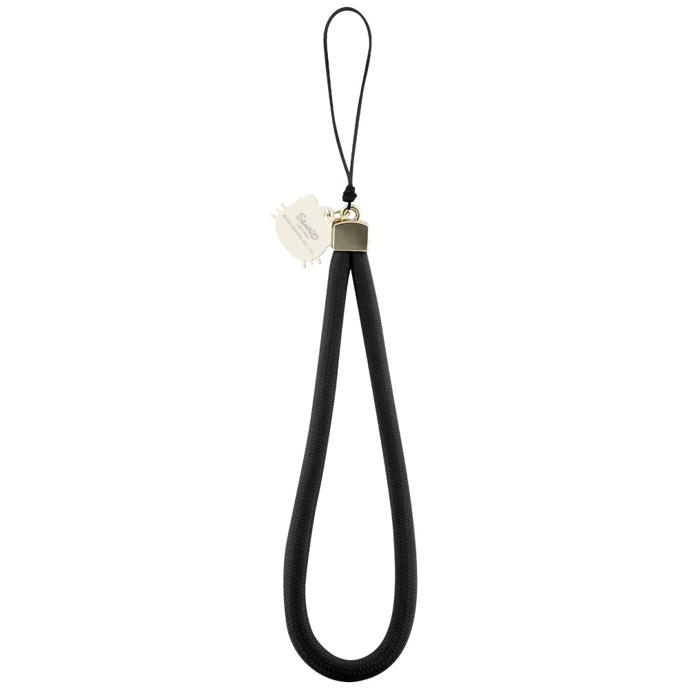 Hello Kitty Nylon Cord Kitty Head Phone Charm - Blackeng
