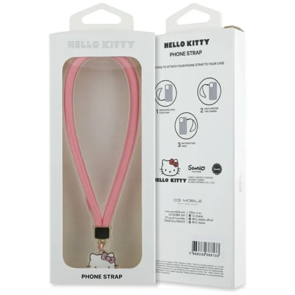 Hello Kitty Nylon Cord Kitty Head Phone Charm - Pinkeng
