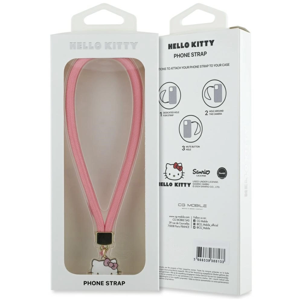 Hello Kitty Nylon Cord Kitty Head Phone Charm - Pinkeng