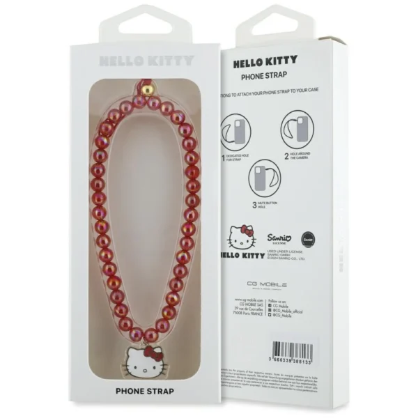 Hello Kitty Pearls Kitty Head Phone Charm - Redeng