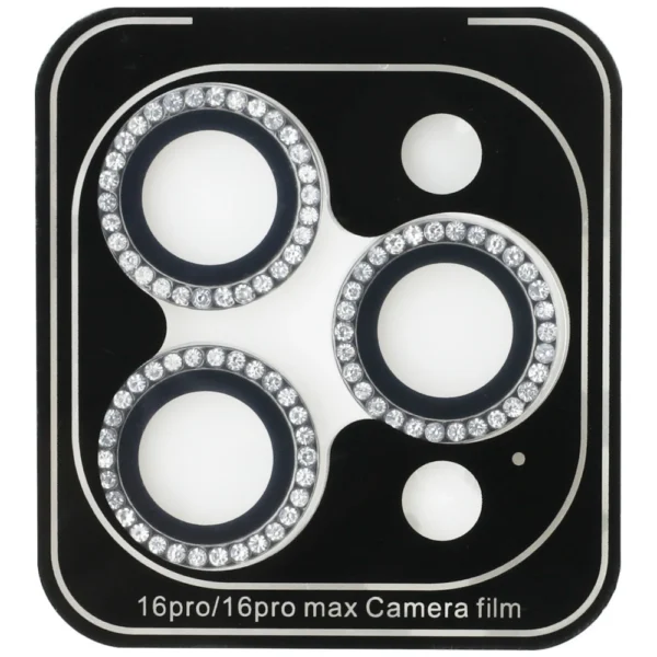 Guess BP Rhinestone 2in1 Screen Protector and Camera Lens Set for iPhone 16 Pro Max - Silvereng