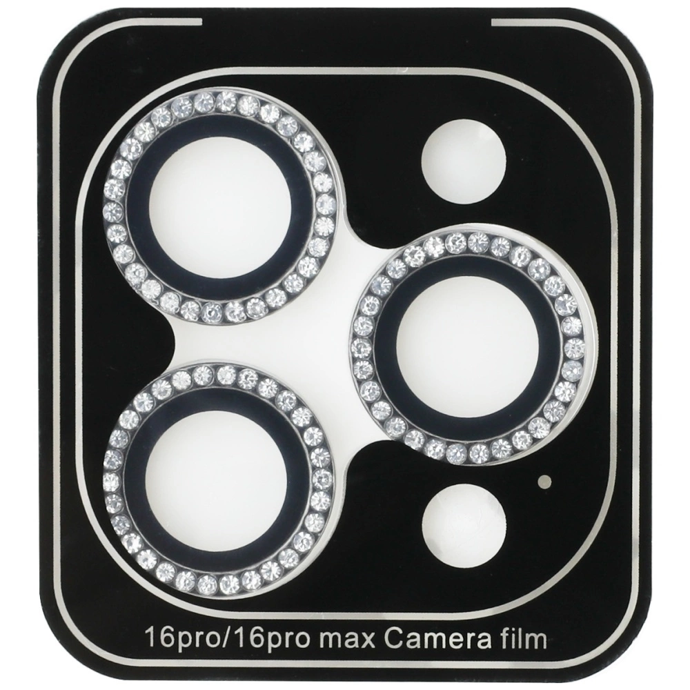 Guess BP Rhinestone 2in1 Screen Protector and Camera Lens Set for iPhone 16 Pro Max - Silvereng