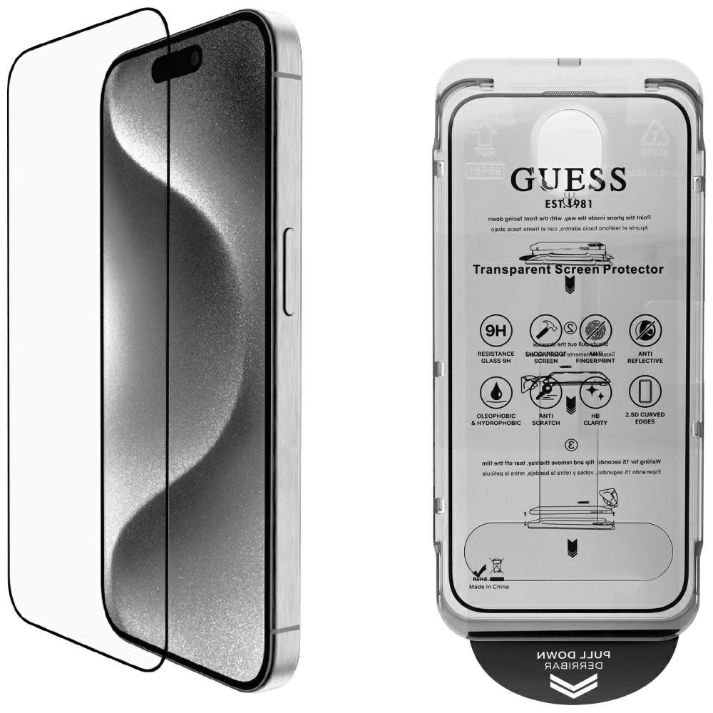 Guess BP Rhinestone 2in1 Screen Protector and Camera Lens Set for iPhone 16 Pro Max - Goldeng