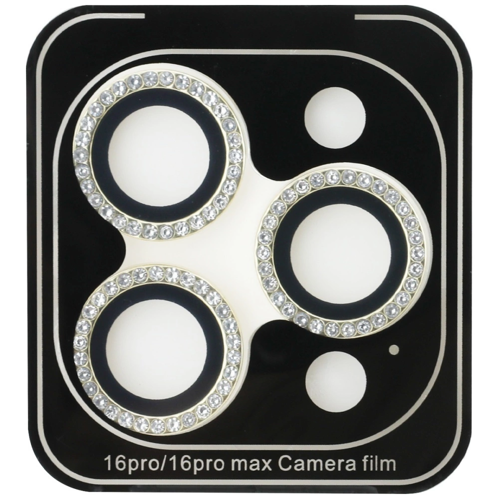 Guess BP Rhinestone 2in1 Screen Protector and Camera Lens Set for iPhone 16 Pro Max - Goldeng