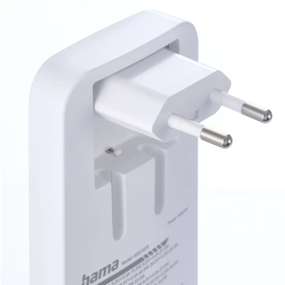 Hama GaN Charger 65W 2x USB-C 1x USB-A Foldable - Whiteeng