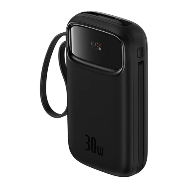 Baseus QPow 2 20000mAh 30W Power Bank with 2 Built-in USB-C Cables - Blackeng