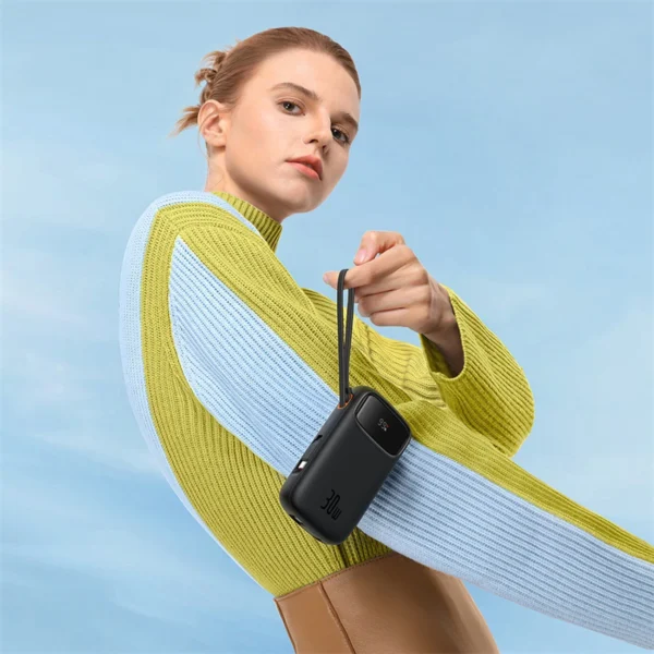 Baseus QPow 2 20000mAh 30W Power Bank with 2 Built-in USB-C Cables - Blackeng