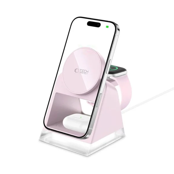 Tech-Protect QI15W-A43 3in1 MagSafe Inductive Charger - Pinkeng