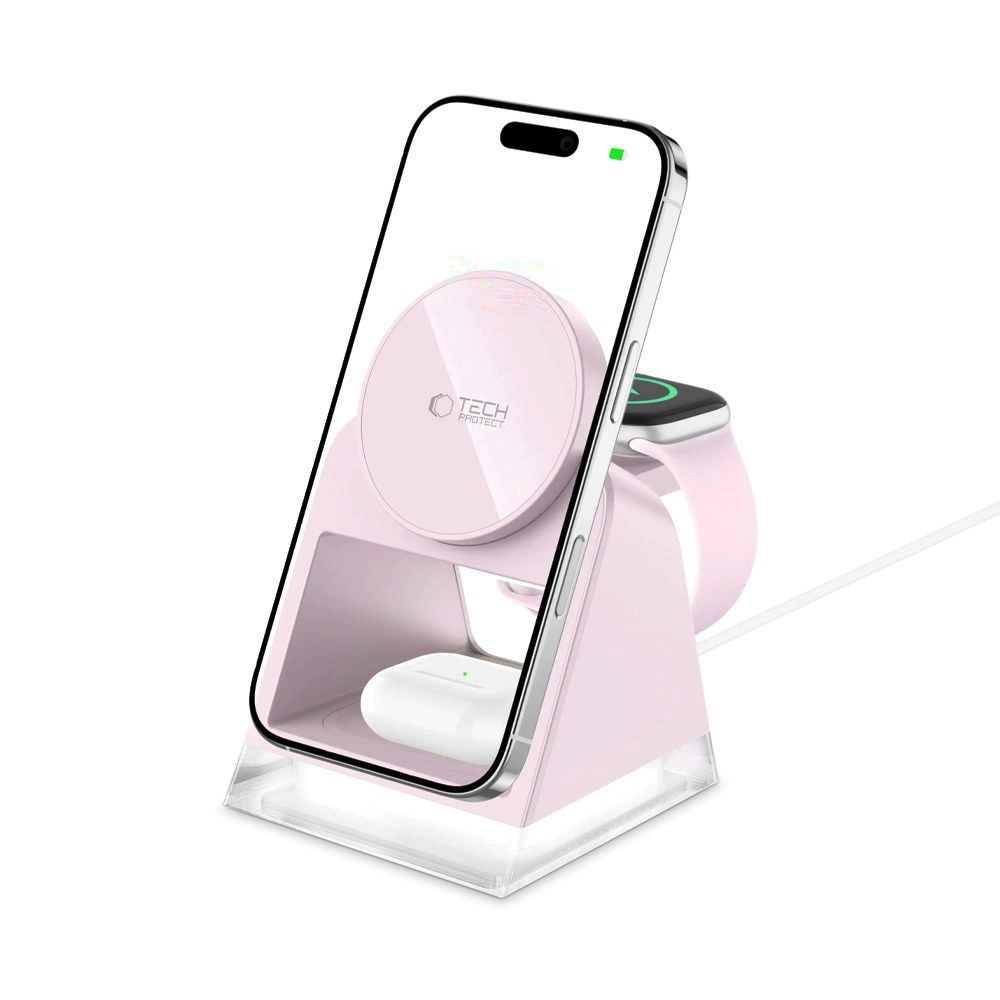 Tech-Protect QI15W-A43 3in1 MagSafe Inductive Charger - Pinkeng