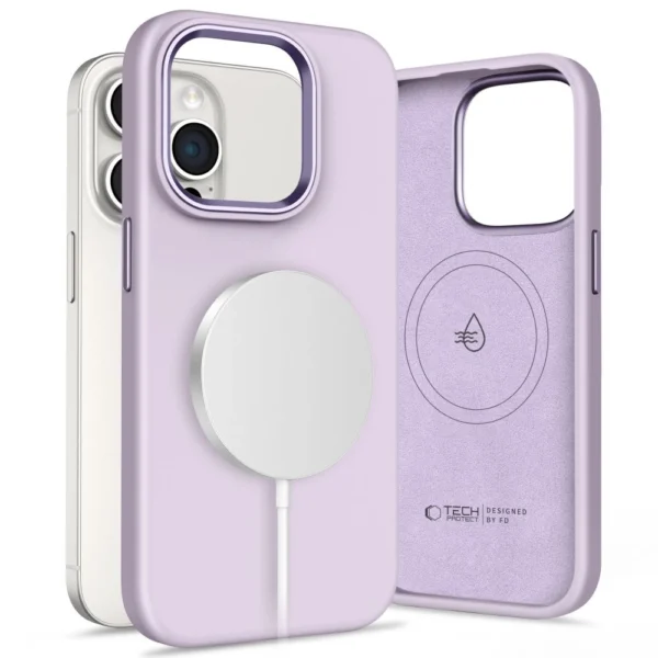 Tech-Protect Silicone Pure Magsafe iPhone 15 Pro Case - Purpleeng