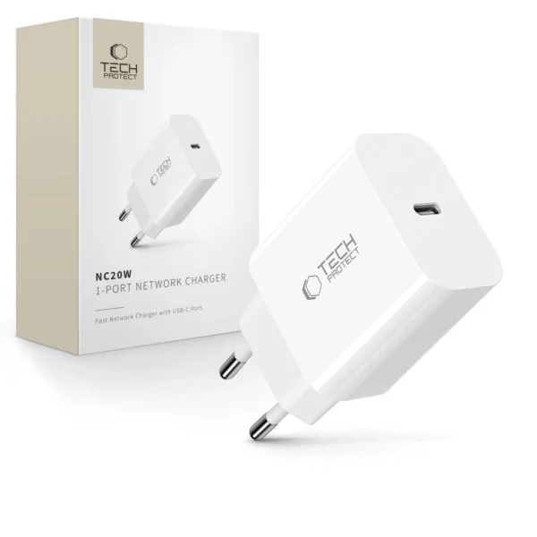 Tech-Protect NC20W wall charger USB-C port - whiteeng