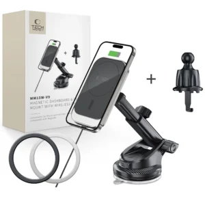 Tech-Protect MM15W-V9 Car Holder with MagSafe for Dashboard and Air Vent 15W - Blackeng