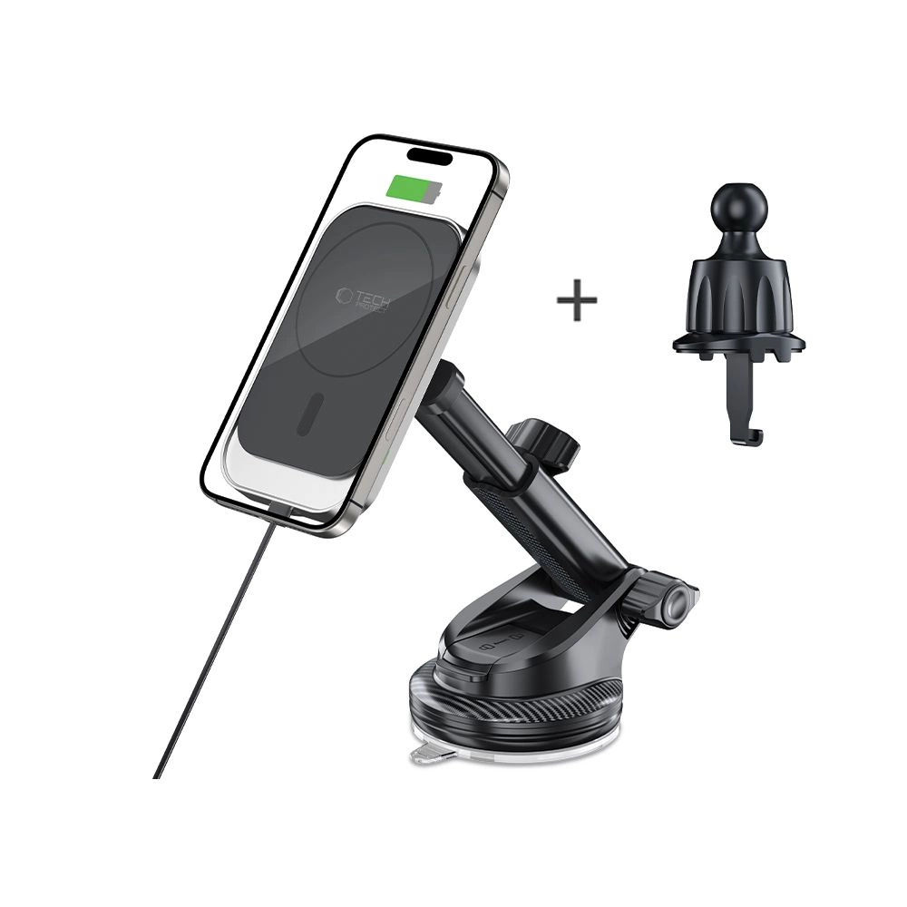Tech-Protect MM15W-V9 Car Holder with MagSafe for Dashboard and Air Vent 15W - Blackeng