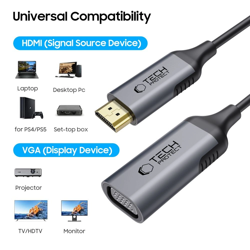 Tech-Protect UltraBoost HDMI / VGA FULL HD 60 Hz adapter - blackeng