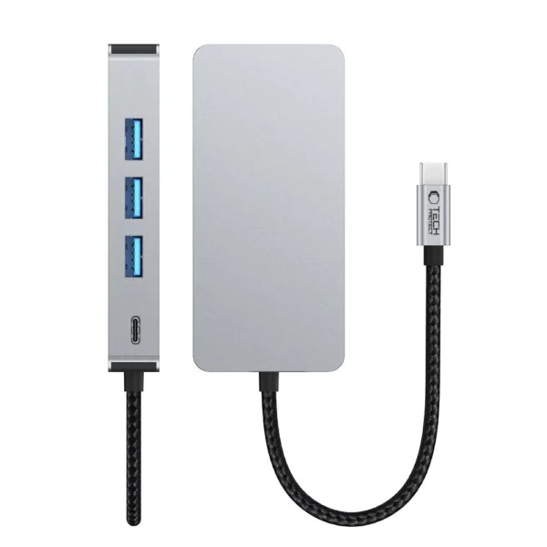 Tech-Protect HB05 HUB 9in1 USB-C + USB2.0 + USB3.0 + HDMI 4K 60HZ + SD / TF + PD100W + RJ45 adapter - grayeng